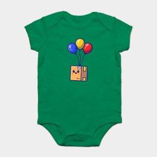 Cute Box Floating With Balloon Vector cartoon Baby Bodysuit